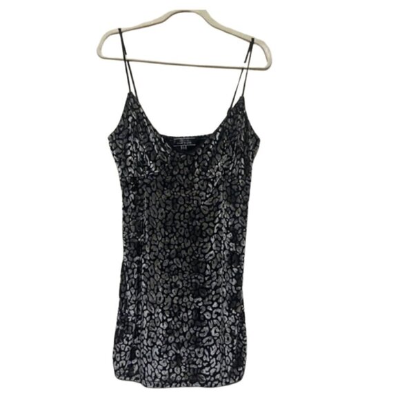 Blue Blush size L burnout velvet silver black animal print spaghetti strap dress - Picture 1 of 6